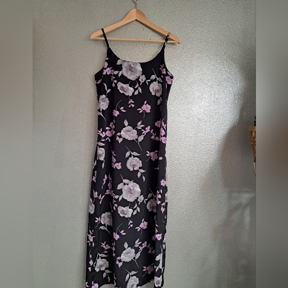 Black Maxi Dress With Lavender Flowers